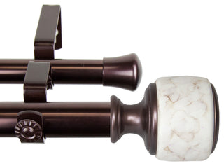 Adalynn 1" Diameter Double Curtain Rod, Bronze, 28-48"