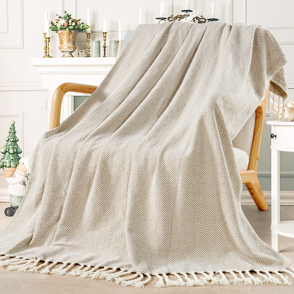 Chevron Knit Woven Throw Blanket, Amphora