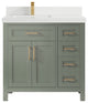 Cambridge 36" Left Offset Bath Vanity in Evergreen 2" White Quartz