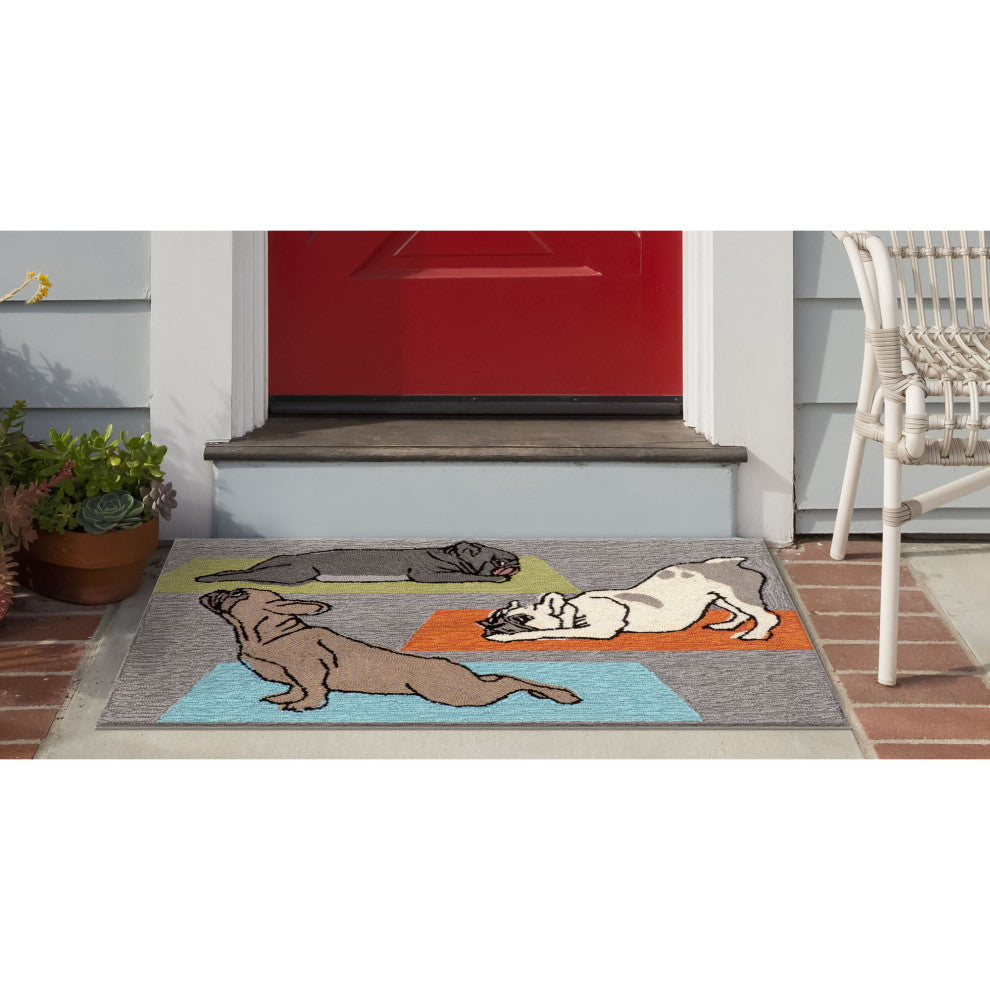 Frontporch Yoga Dogs Indoor/Outdoor Rug Heather 2'6x4'