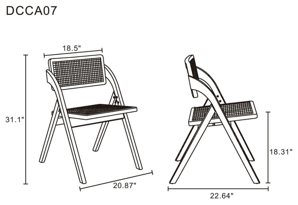 Manhattan Comfort Lambinet Dining Folding Chair, Nature, Set of 2