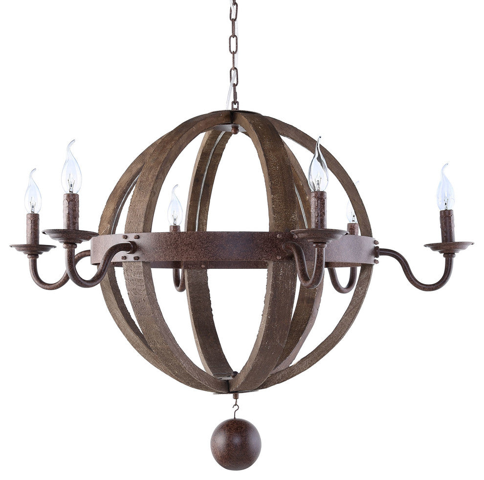 Modern Urban Contemporary Chandelier Light, Brown Wood