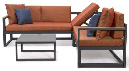 LeisureMod CSLBL-80OR-BU Chelsea Adjustable Headrest&Coffee Table Cushions