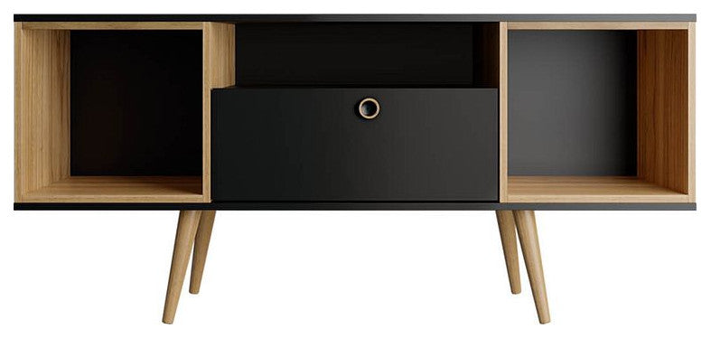Theodore 53.14 TV Stand in Black and Cinnamon Light Brown
