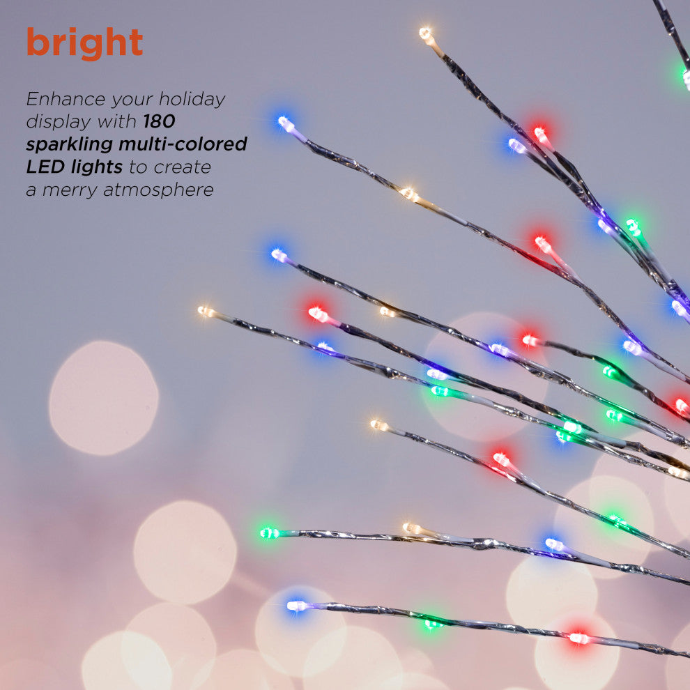 60"H Indoor/Outdoor Christmas Tree with Multi-Colored LED Lights, Silver