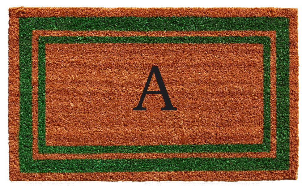 Green Border 18"x30" Monogram Doormat, Letter A