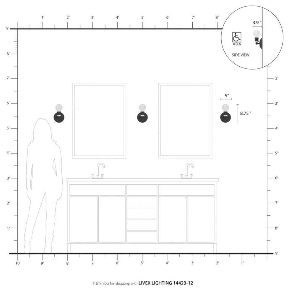 Lansdale 1 Light Satin Brass ADA Single Vanity Sconce