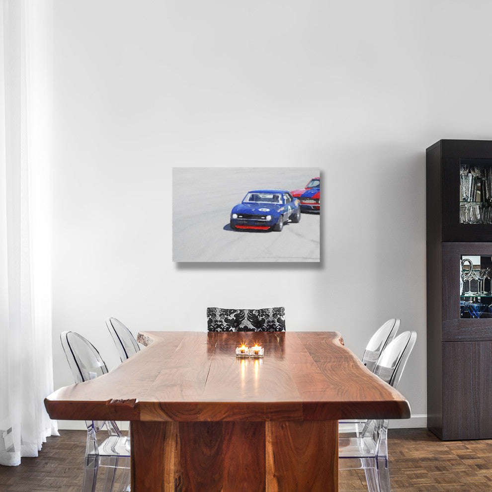 "Chevy Camaro on Race Track Watercolor" Fine Art Print