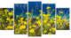 Wild Yellow Flowers over Sea Coast, Large Flower Canvas Print, 60"x32", 5 Panels