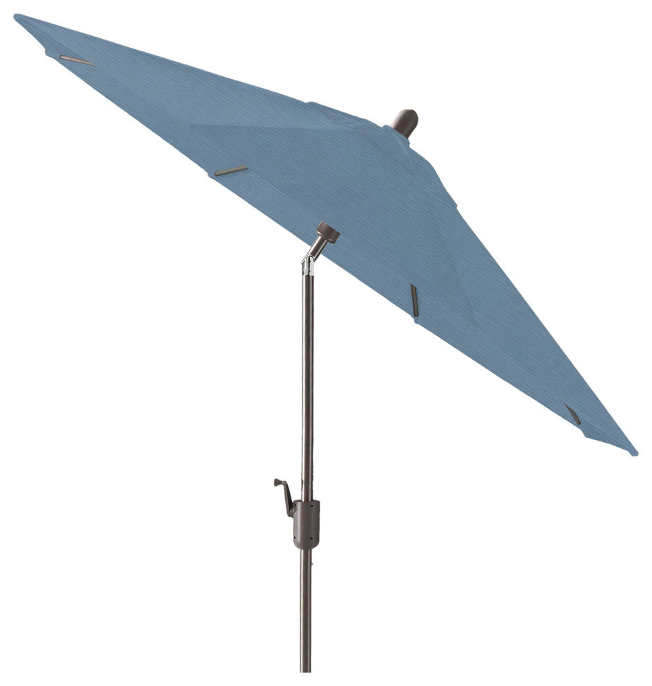 9' Round Push Tilt Market Umbrella, Antique Bronze Frame, Sapphire Blue