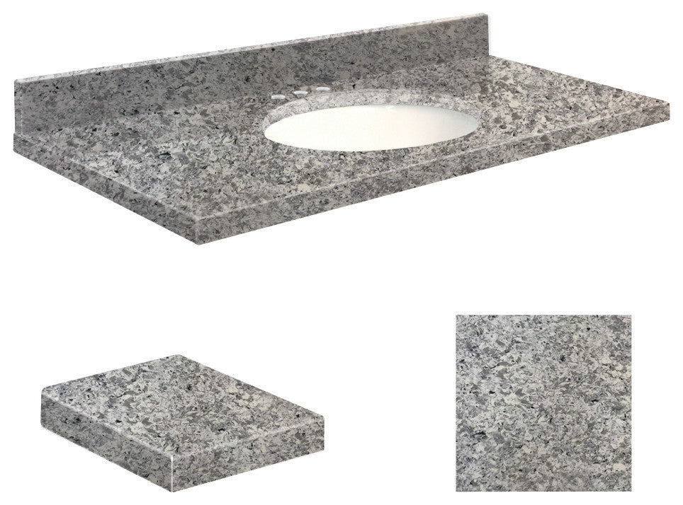Quartz 49"x19" Vanity Top, Single Faucet Hole, White Bowl, Overture, 8" Centerse