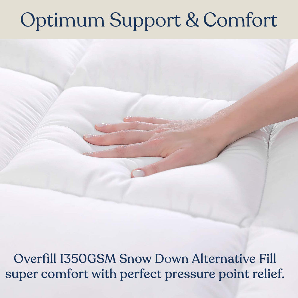 Delara Organic Cotton, 1350 GSM Snow Down Alternative Fill, Mattress Pad, King, 78"x80"