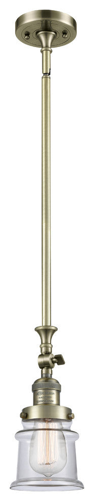 Small Canton 1-Light Mini Pendant, Antique Brass, Clear