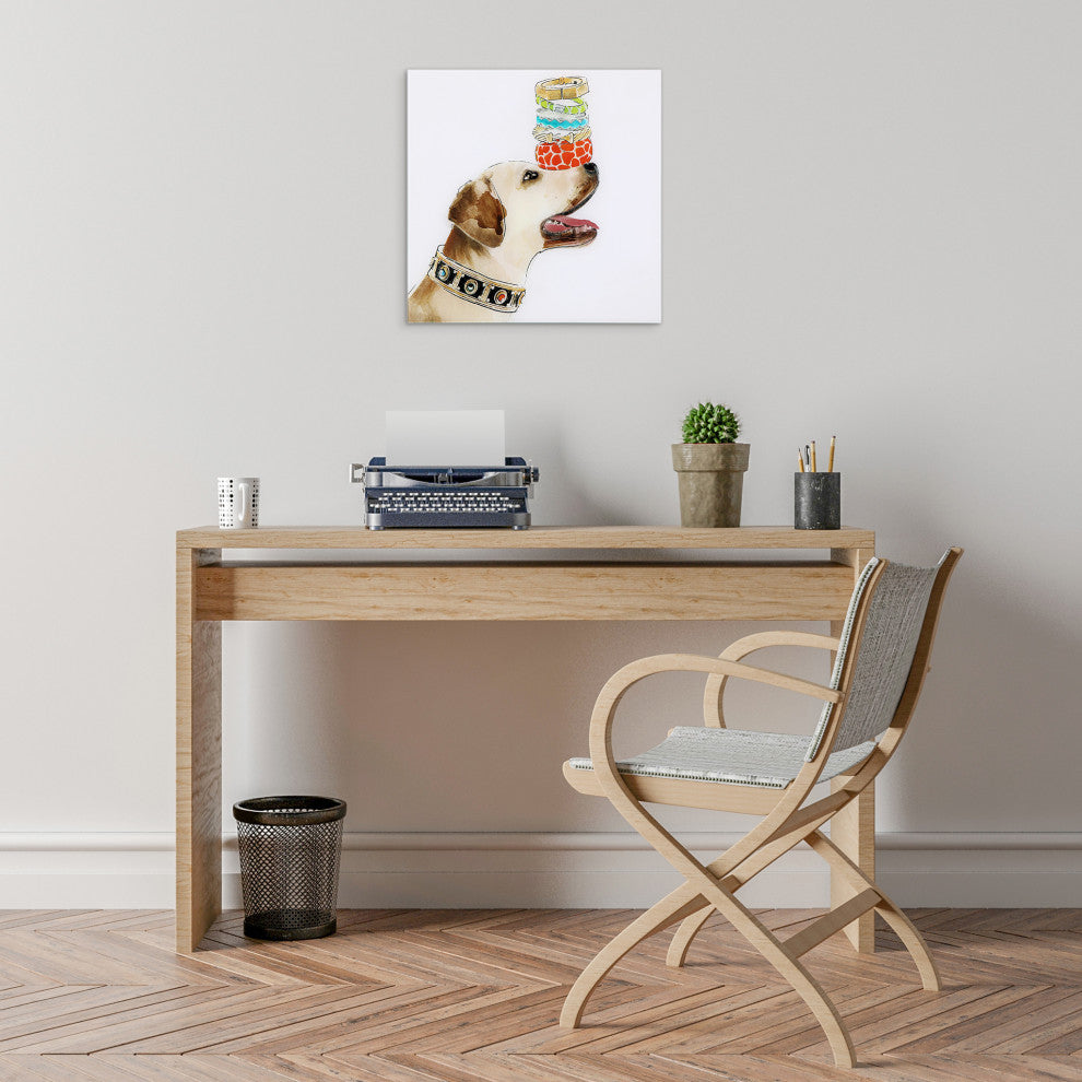 "Balancing Act" Dog Wall Art Print Frameless Free Floating Tempered Glass Panel