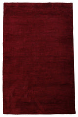 Hand Knotted Loom Silk Mix Area Rug Solid Dark Red, [Rectangle] 6'x9'