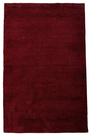 Hand Knotted Loom Silk Mix Area Rug Solid Dark Red, [Rectangle] 6'x9'