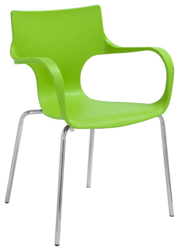 Mod Made Phin Modern Plastic Dining Side Chair, Set of 2, Green