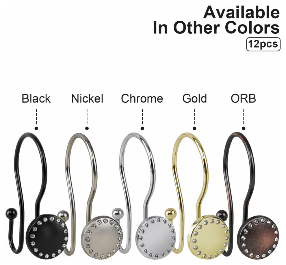 Utopia Alley Shower Hooks - Double Shower Curtain Rings for Bathroom, Set of 12, Brushed Nickel
