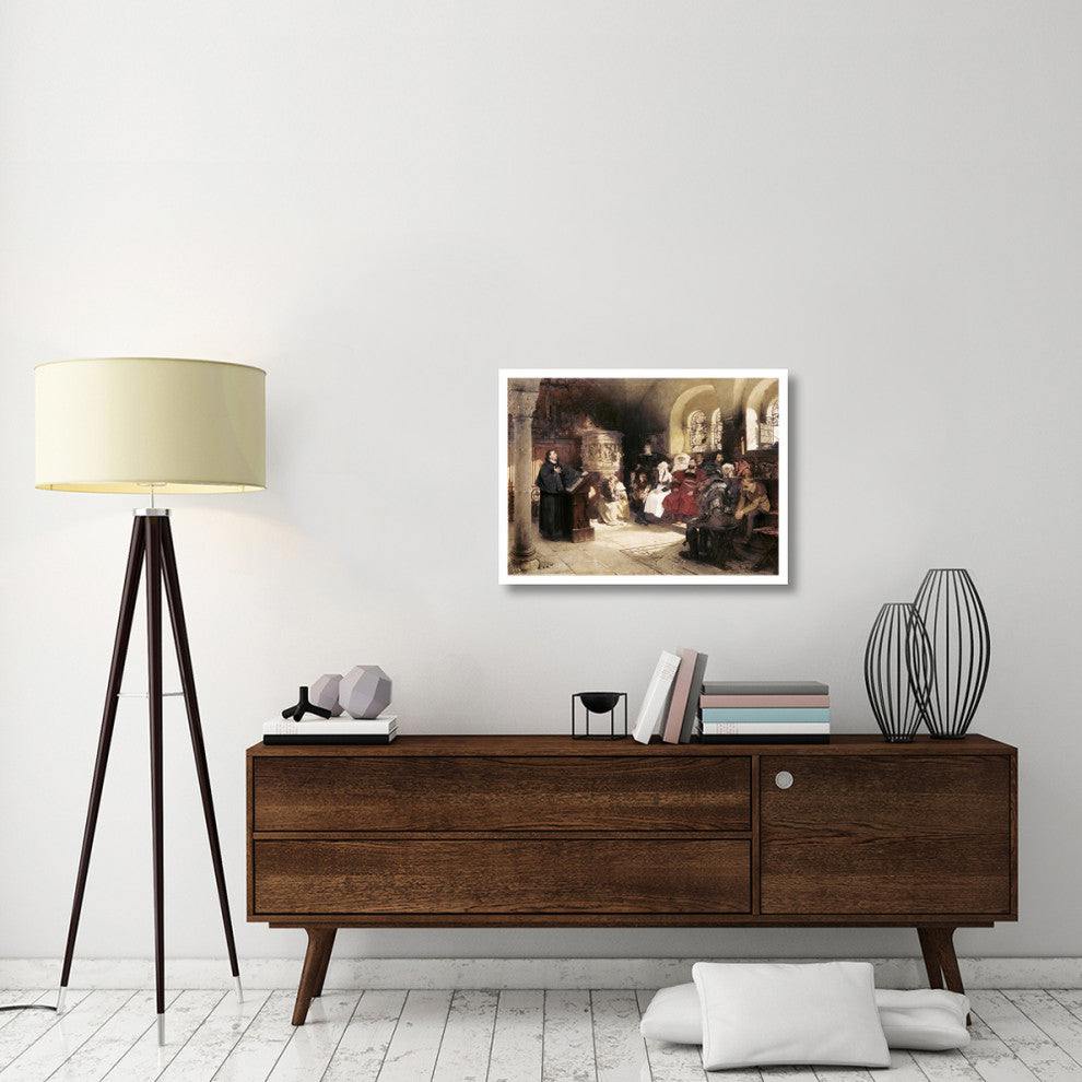 "Martin Luther Preaches In Wartburg" Digital Paper Print by Hugo Vogel, 32"x24"