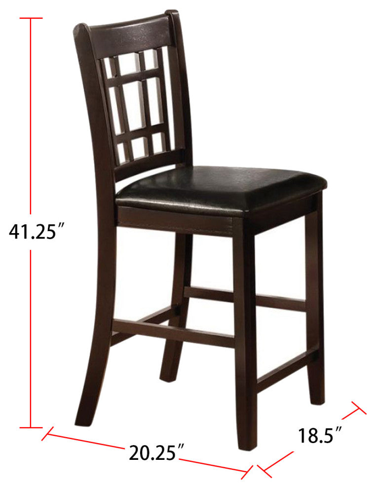 Set of 2 Counter Height Stools Black and Espresso