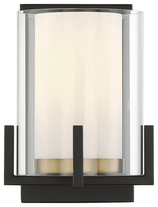 Eaton 1-Light Wall Sconce, Matte Black With Warm Brass Accents