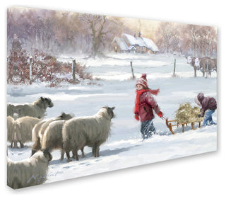 The Macneil Studio 'Feeding Sheep' Canvas Art, 30" x 47"