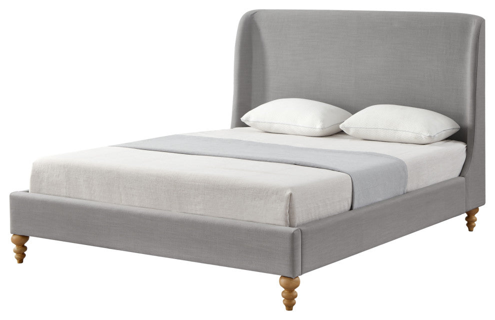 Rustic Manor Micaela Bed Wingback, Linen, Gray, Twin