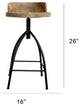 Industrial Style Adjustable Swivel Counter Height Stool With Backrest