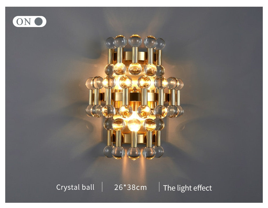 Coruna | Modern colorful design sconce for bedroom, Round Crystal