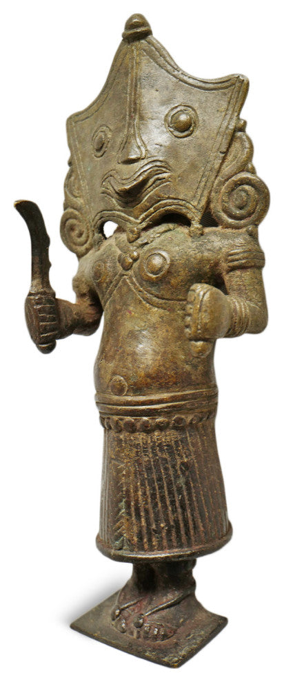 Consigned Antique Bronze Masked Knife Figure