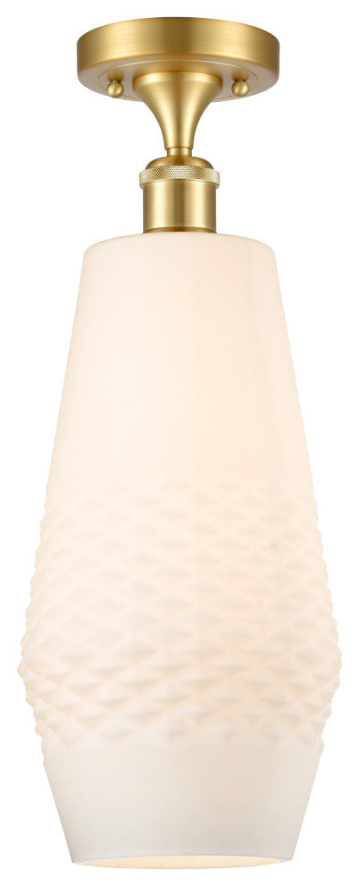 Innovations 516-1C-SG-G681-7-LED 1-Light Semi-Flush Mount, Satin Gold