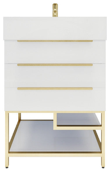 Madison 24" Freestanding Vanity with Reinforced Acrylic Sink, High Gloss White
