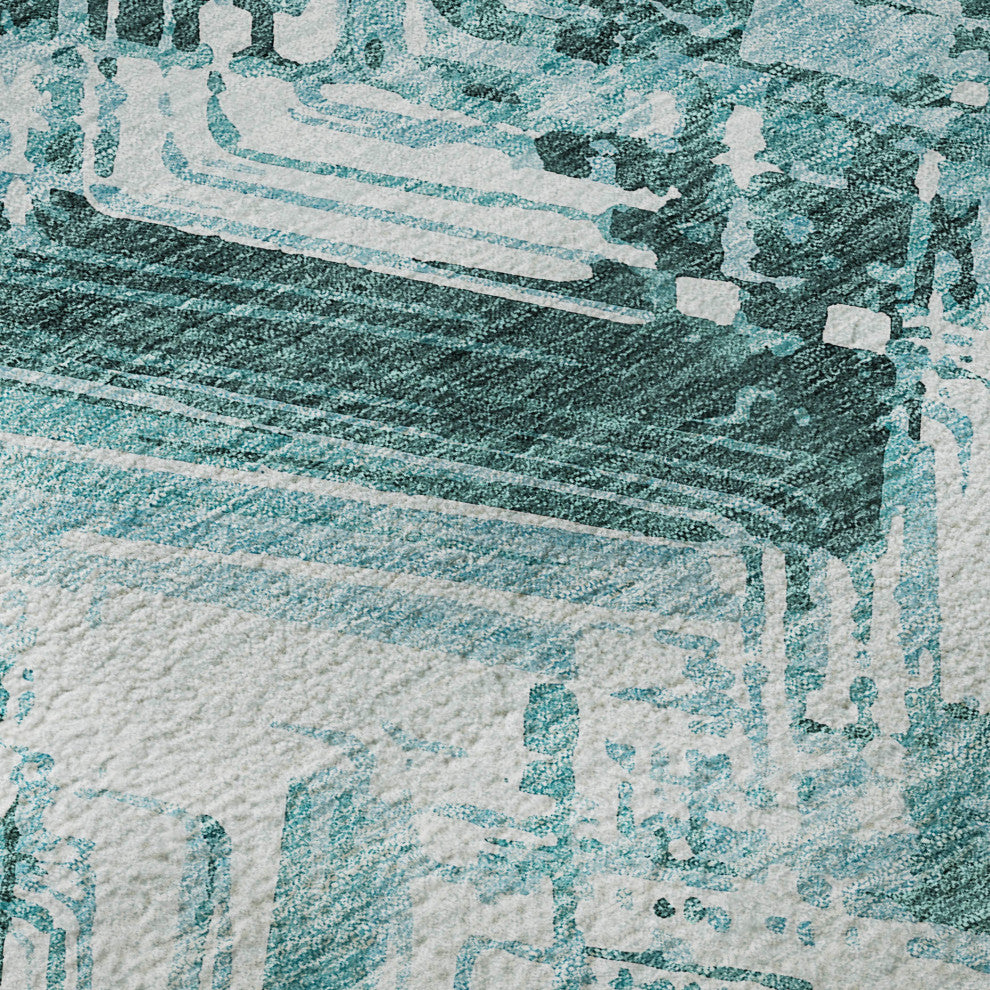Premium Machine Washable Mayfield AMF630 Teal 3' x 5' Rug