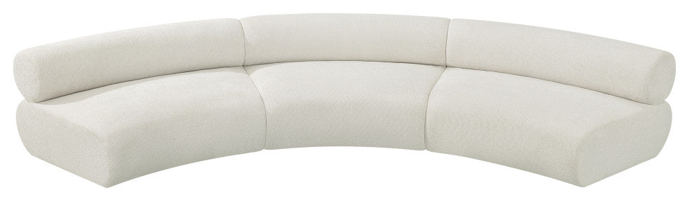 Bale Cream Chenille Fabric Modular Sofa, Cream, 3-Piece, Arc Shaped