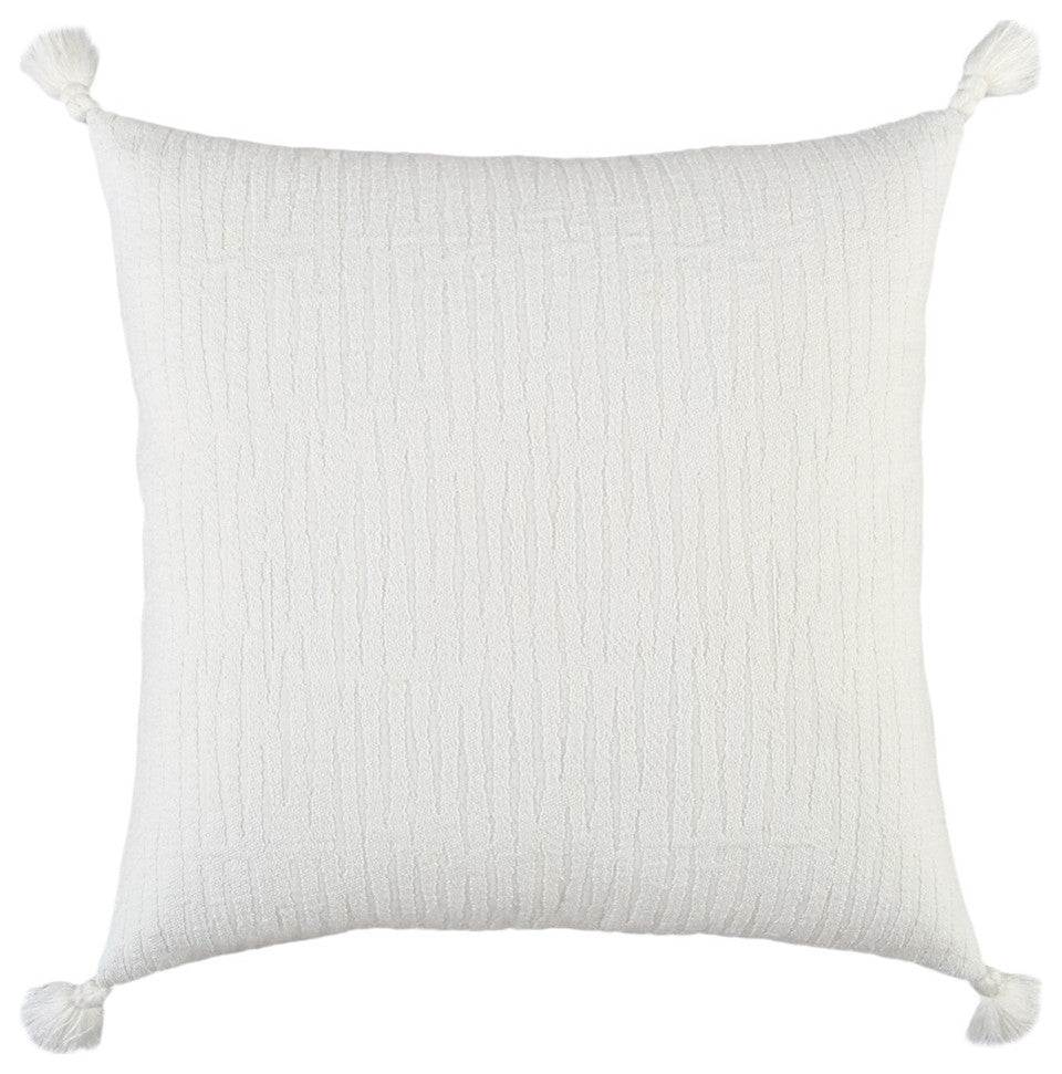 White Solid Tonal Abstract Stripe Throw Pillow