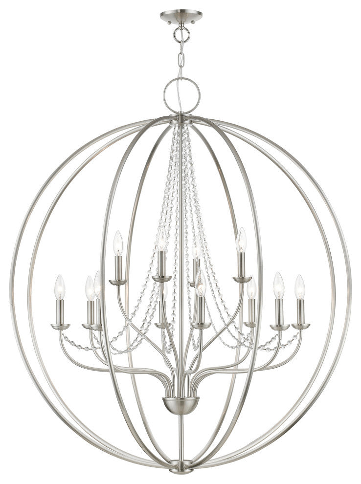 Arabella 12 Light Brushed Nickel Grande Foyer Chandelier