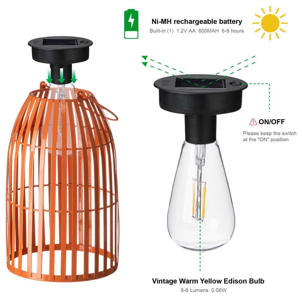 Metal Woven Solar Powered Hanging Lantern, 2-Piece Set