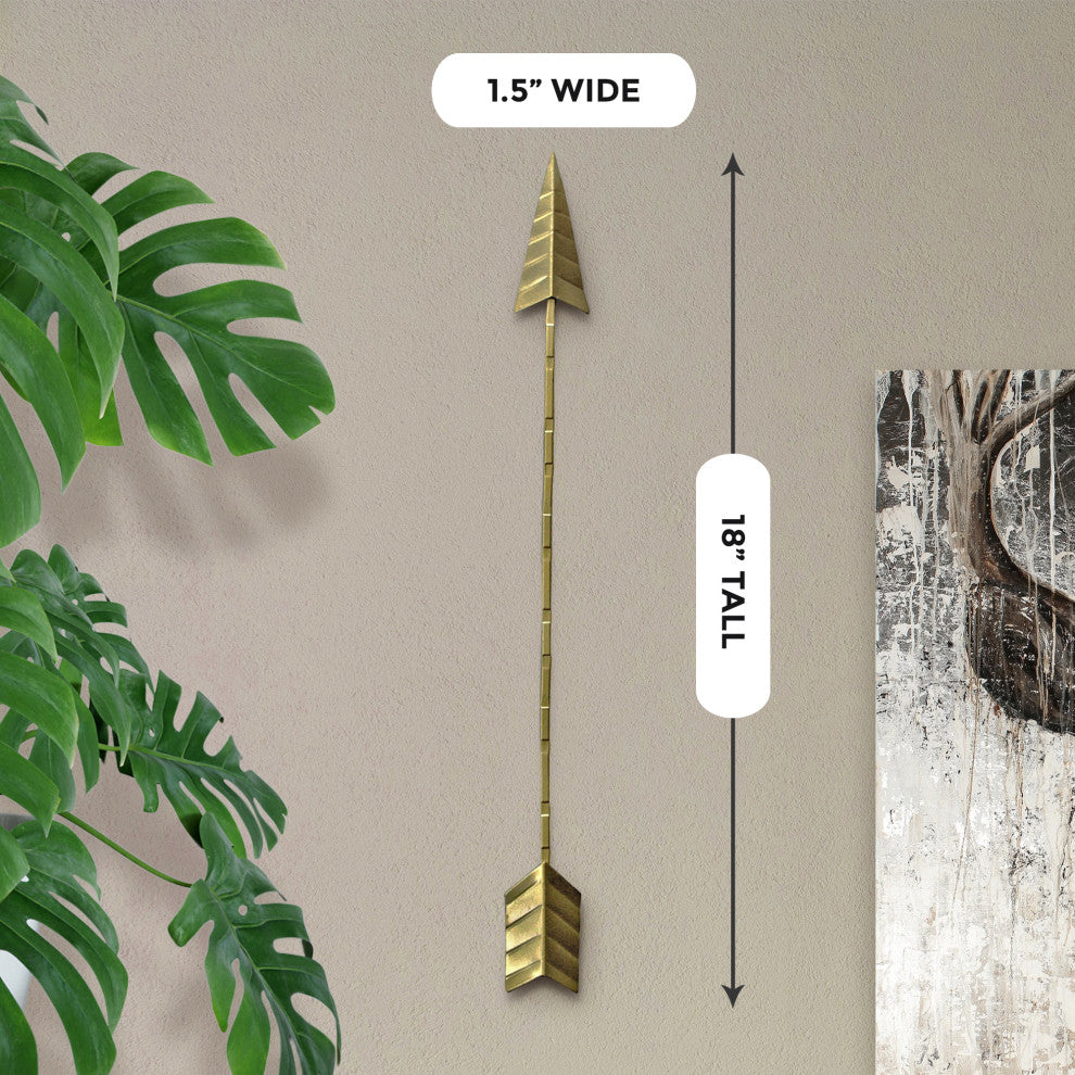 Rustic Cast Iron Metal Arrow Wall Decor, Gold