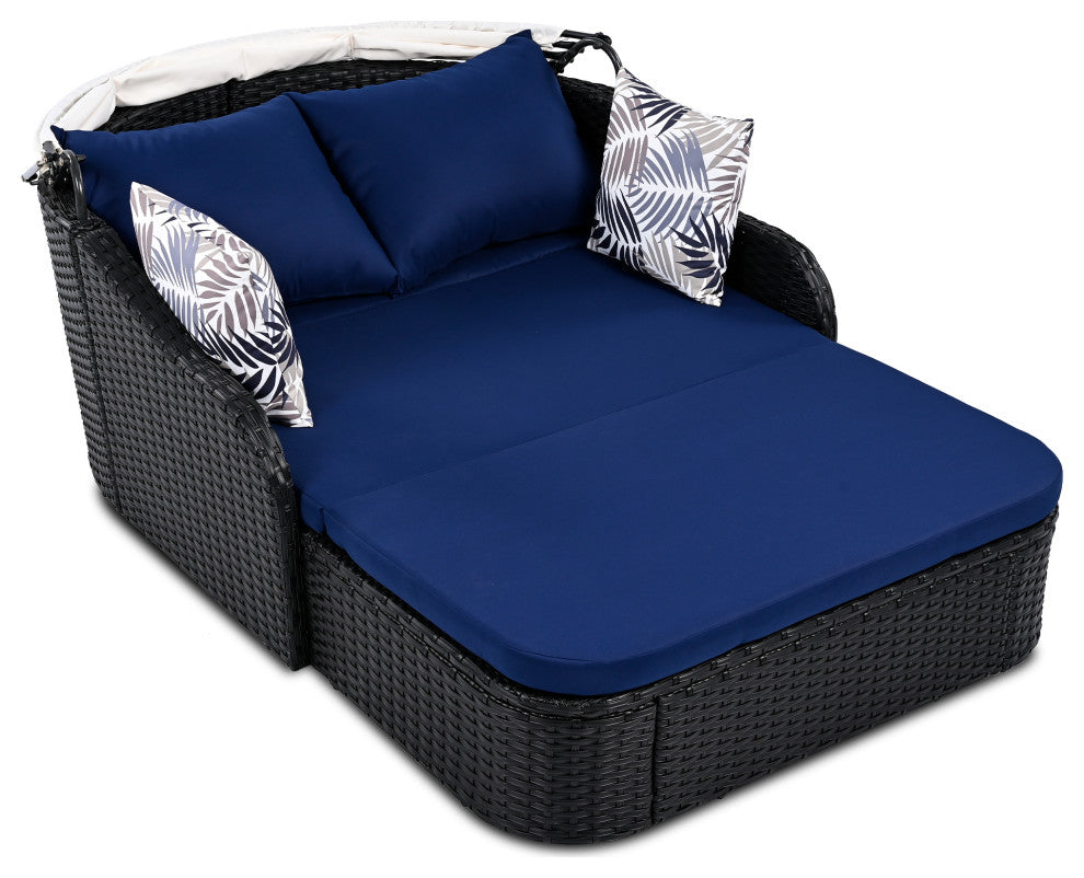 TATEUS 79.9" Outdoor Sunbed , Black+blue