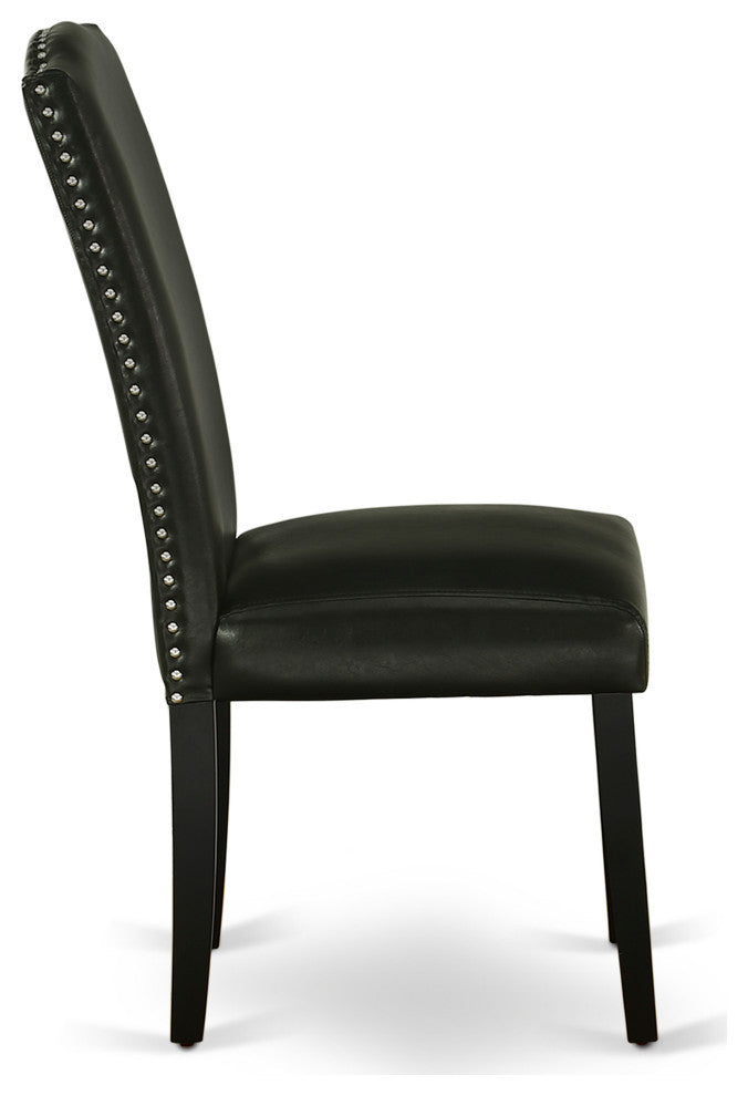 3Pc Round 42" Dinette Table, Pair Of Parson Chair, Pu Leather Color Black