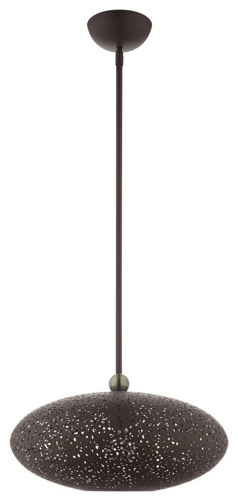 Livex Lighting Charlton 1 Light Bronze With Antique Brass Accents Medium Pendant