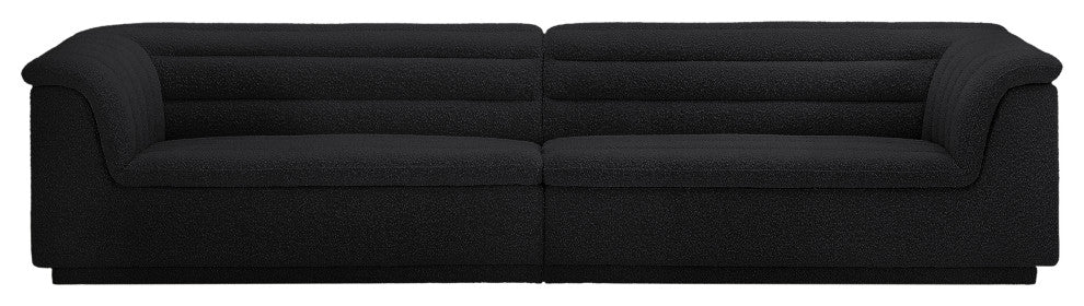 Cascade Upholstered Modular Sofa, Black, Boucle Fabric, Straight Sofa
