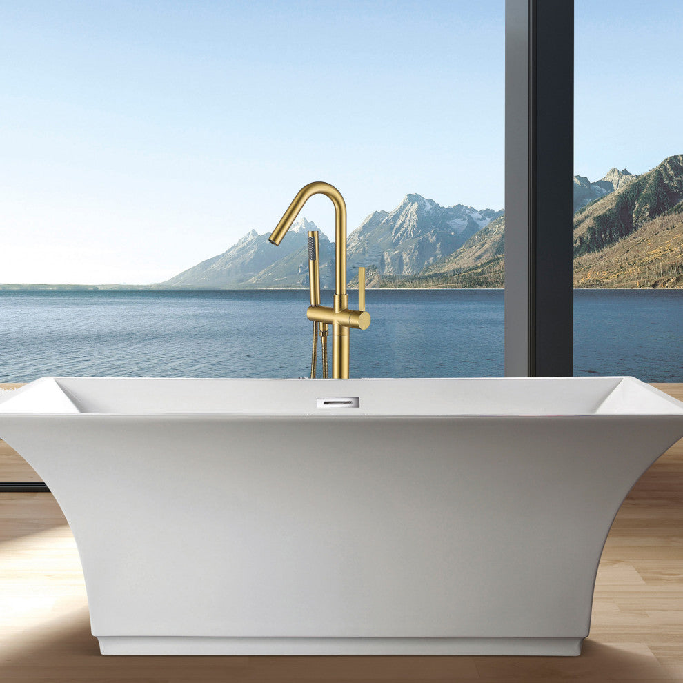 Givingtree Single Handle Floor Mounted Contemporary Tub Faucet,Gold