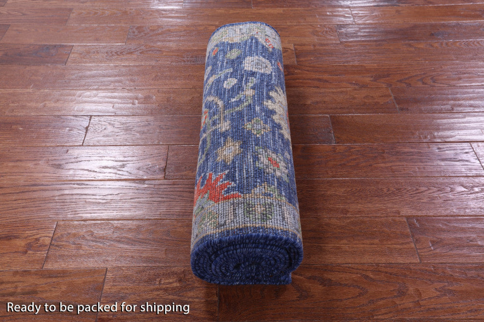 2' 6" X 13' 9" Runner Hand Knotted Turkish Oushak Wool Rug - Q15509