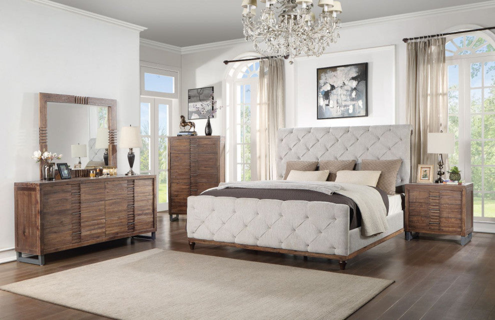 ACME Andria Queen Bed, Reclaimed Oak Finish