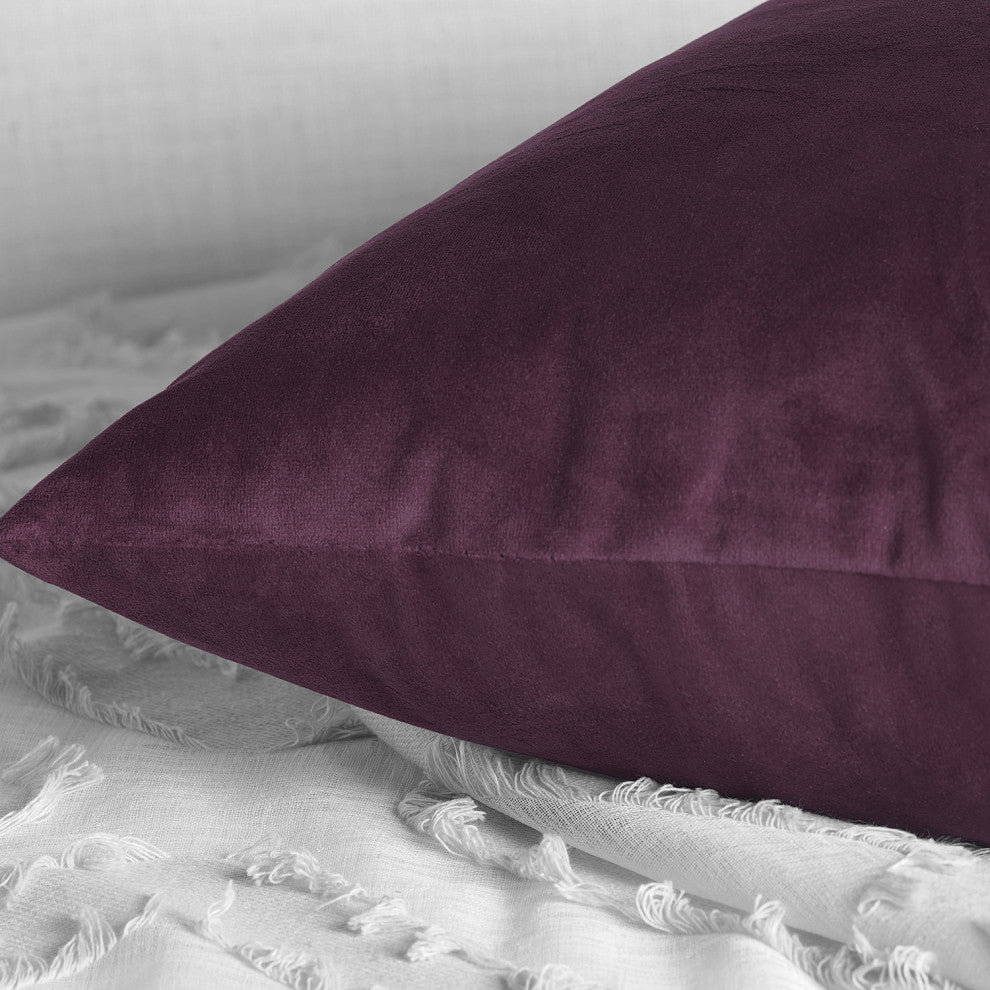 Heritage Plush Velvet Cushion Cover Pair, Winter Plum, 18w X 18l