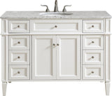 Vanity Cabinet Sink White Chrome Solid Wood 2-Door 8-Drawer