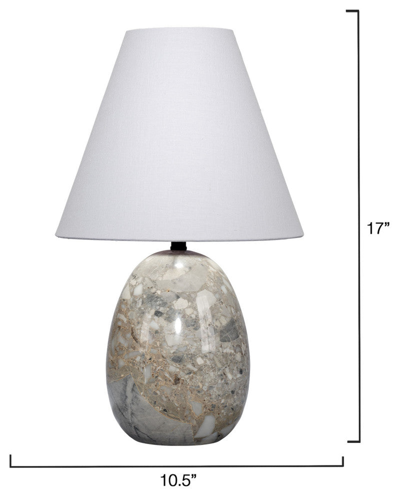 Capsule Travertine Table Lamp With Linen Shade