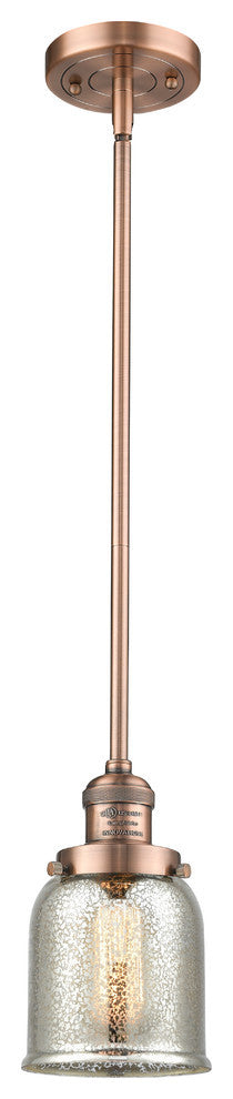 Small Bell 1-Light LED Pendant, Antique Copper, Glass: Silver Mercury