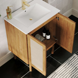 Hanalei Bathroom Vanity, Oak, 24", Single Sink, Freestanding